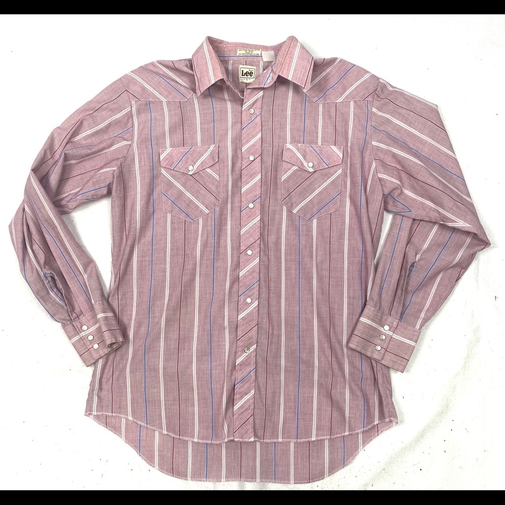 Vintage 80s LEE  Pink Western Pearl Snap Button Down Shirt Fits Men's La…